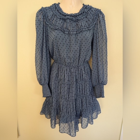 Sandro clip dot ruffled mini dress 38 - Picture 8 of 15